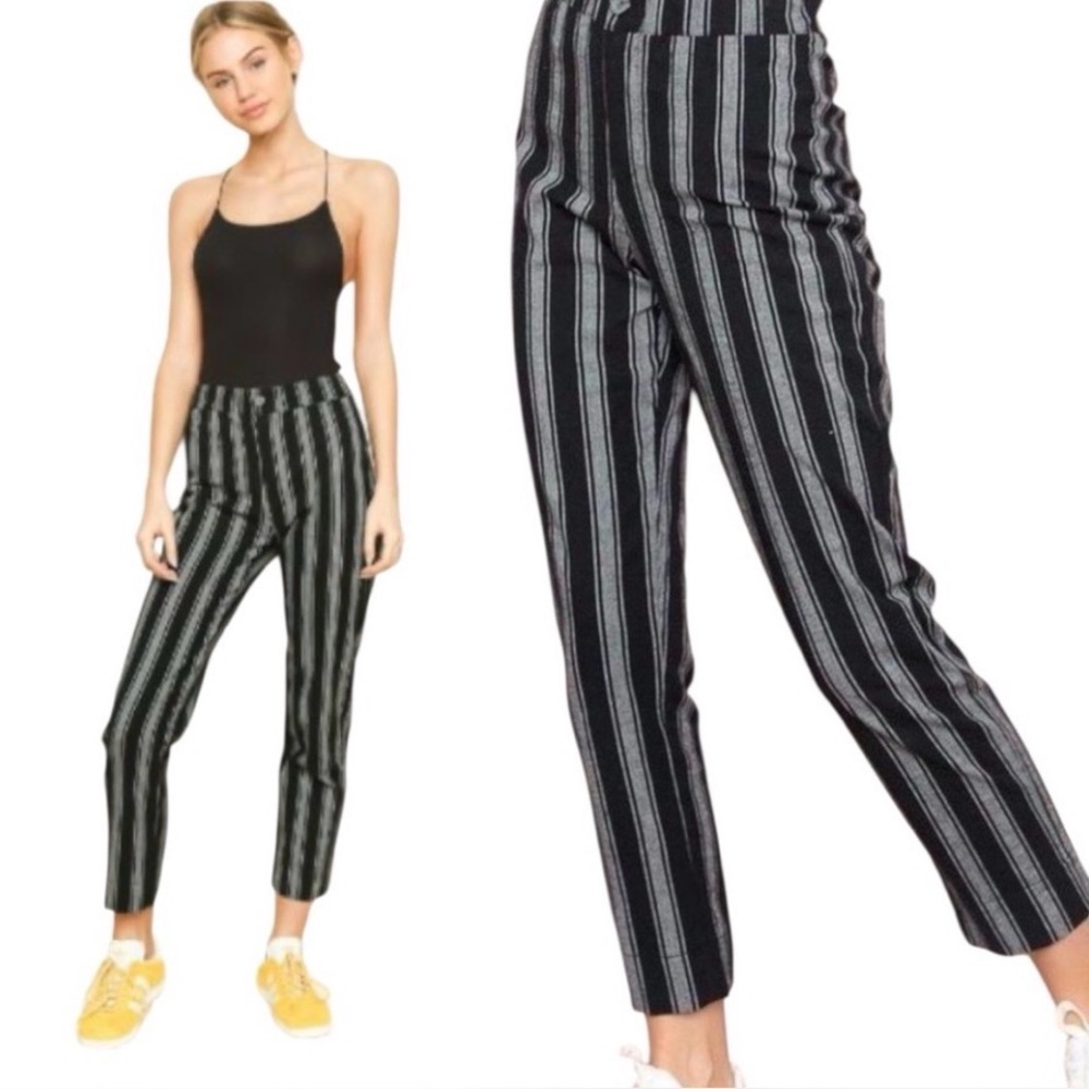 Brandy Melville Navy Cotton Striped Skinny Pants